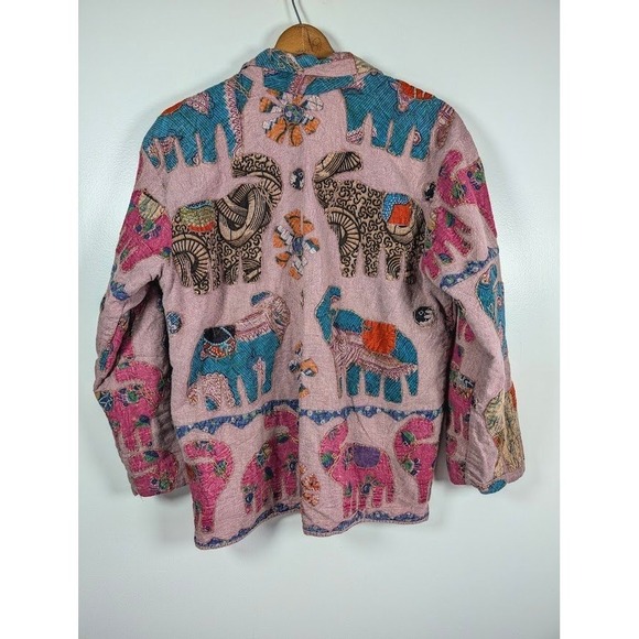 Riva Banjara Jacket Women Size XL Elephants Art to Wear Lagenlook Boho Patchwork - Picture 2 of 7